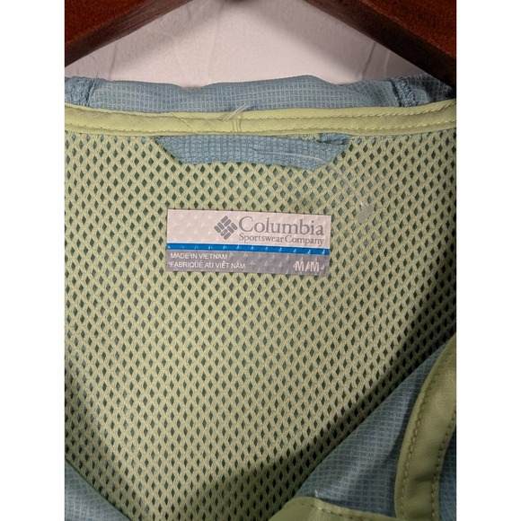 Columbia PFG Jacket Women Medium Green 1/2 Snap Hooded Fishing Hiking Pullover - Picture 4 of 13